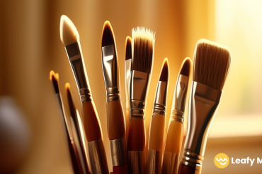 Close-up of artist's paintbrushes illuminated by golden sunlight streaming through a window, showcasing the vibrant intersection of art and cannabis.