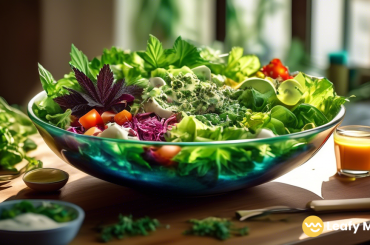 Vibrant salad bowl with fresh greens and cannabis-infused dressing, a healthy and unique twist to elevate your salad game.