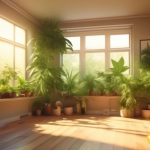 Enhance your music experience with vibrant cannabis plants in a sunlit room
