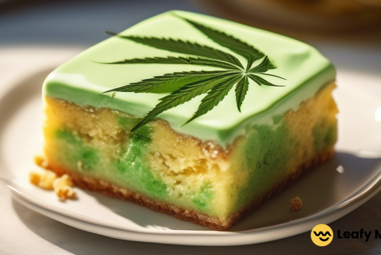 Indulge in Quick Cannabis Desserts: A delectable homemade cannabis-infused dessert, beautifully bathed in natural light, boasting irresistible texture, vibrant colors, and an enticing presentation.